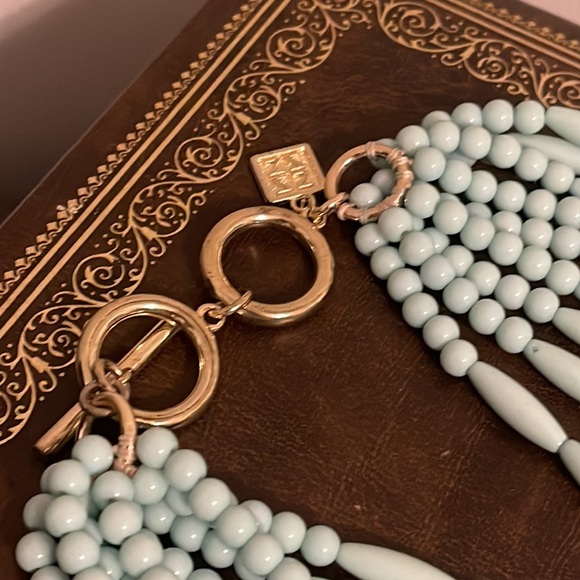 ZENZII Nine Strand Mint Green Beaded Layer Necklace - Picture 3 of 7